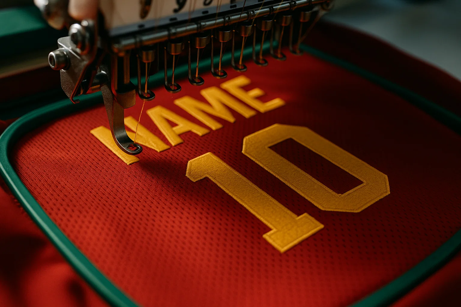 A personalized custom jersey being created at the Ujersey Shop